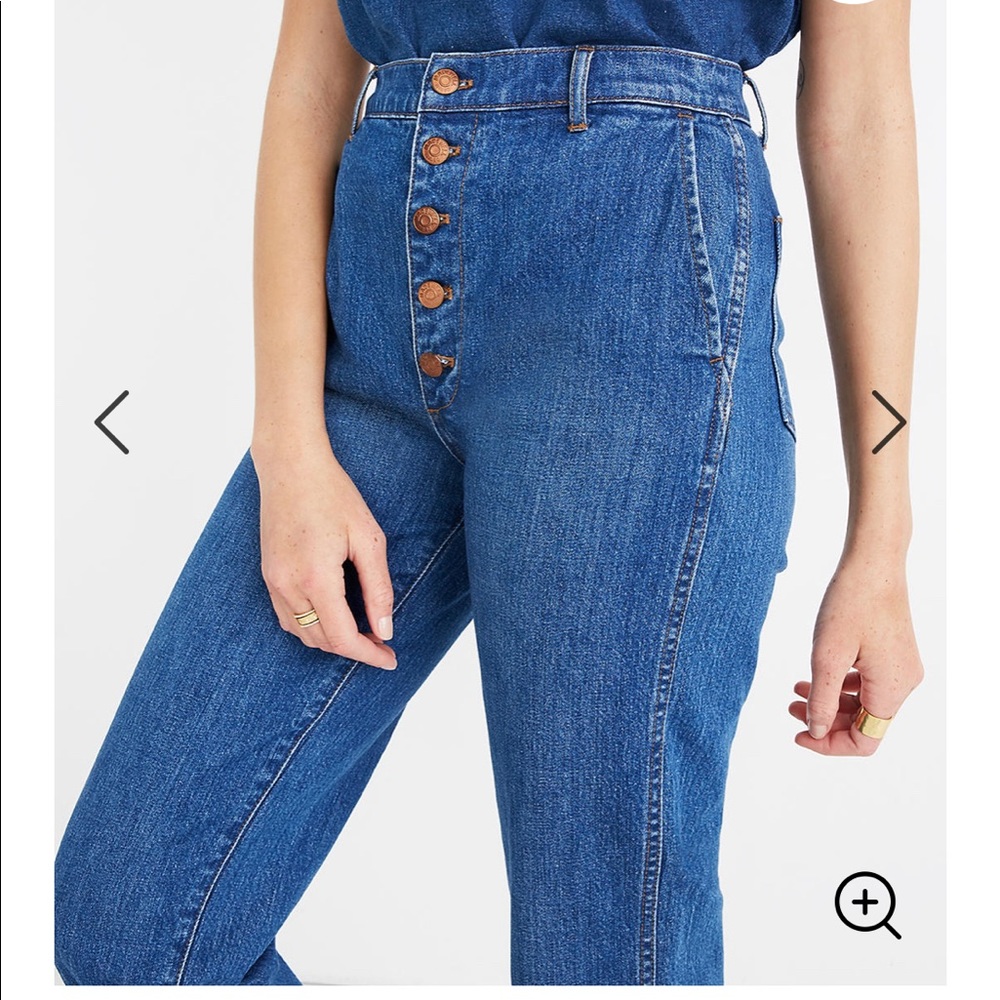Madewell tapered jeans with button front